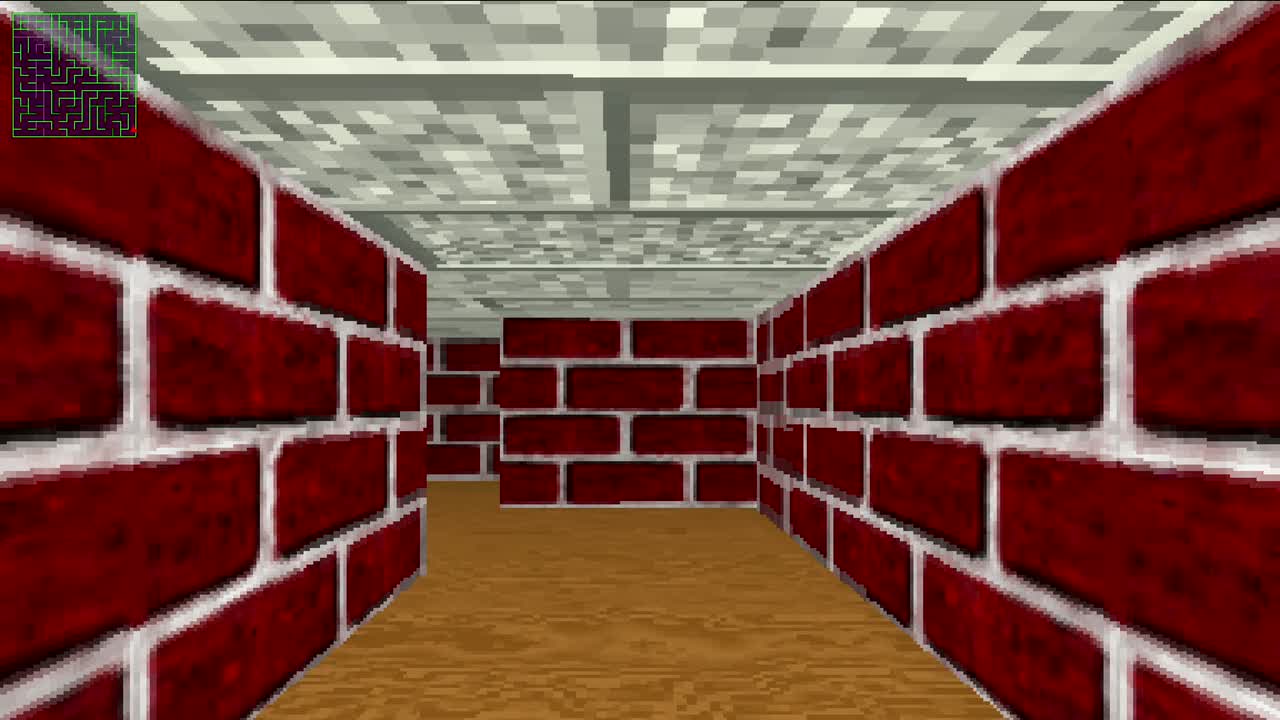 Original red brick maze texture corridor